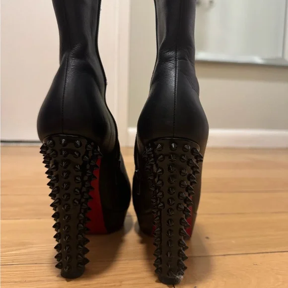 Christian Louboutin Black Spiked Heel Boots - Picture 4 of 5